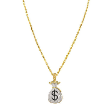 Yellow 10k Yellow Gold Diamond Money Bag Pendant 0.35 Ctw